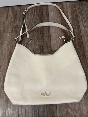 kate spade Pebbled Leather Shoulder Hobo in Ivory